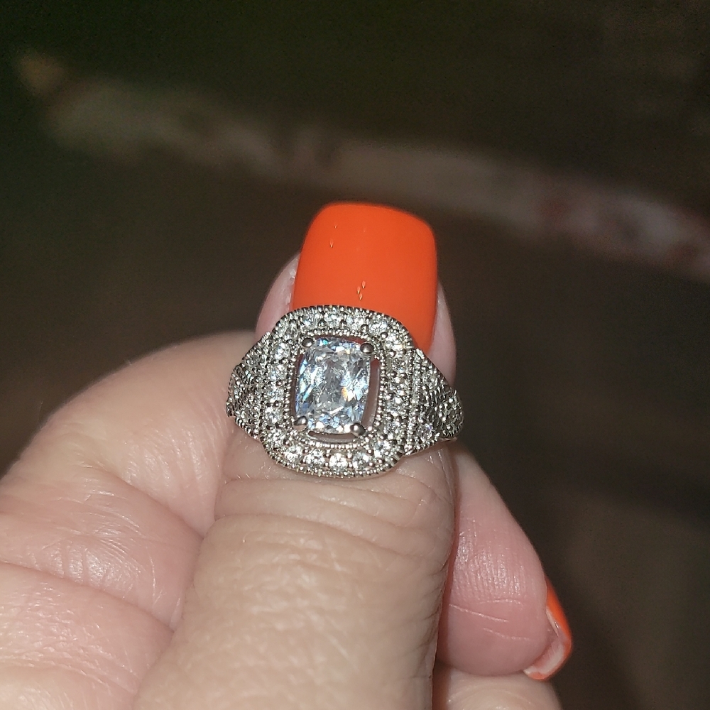 Elegant Silver-Plated Cubic Zirconia Ring